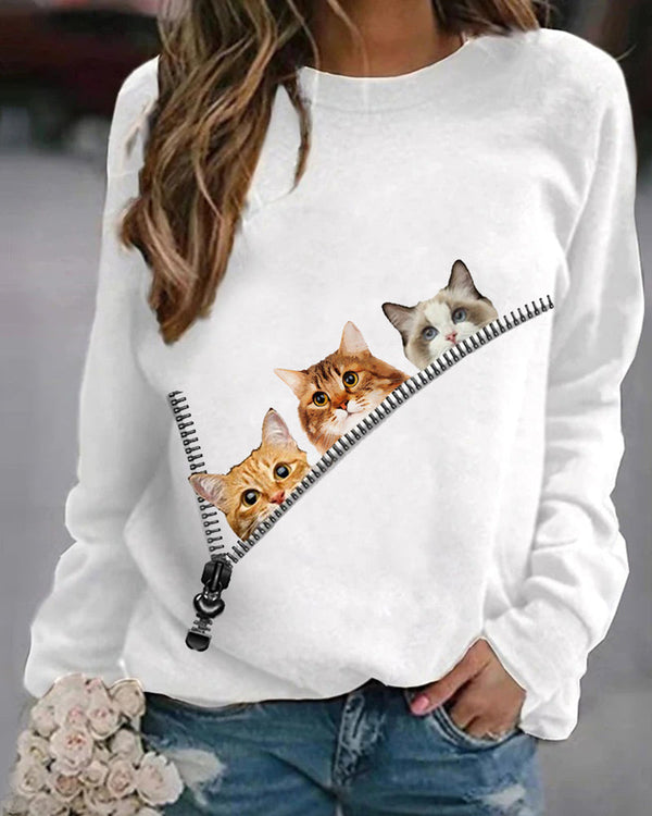 FelineChic -  Katteprint Pullover til Kvinder