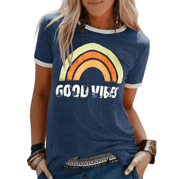 'LivsGnist' Rainbow Good Vibes halværmet T-shirt