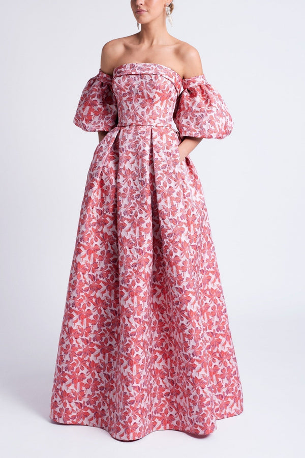 Loras - Elegant kjole med off-the-shoulder og blomstermønster