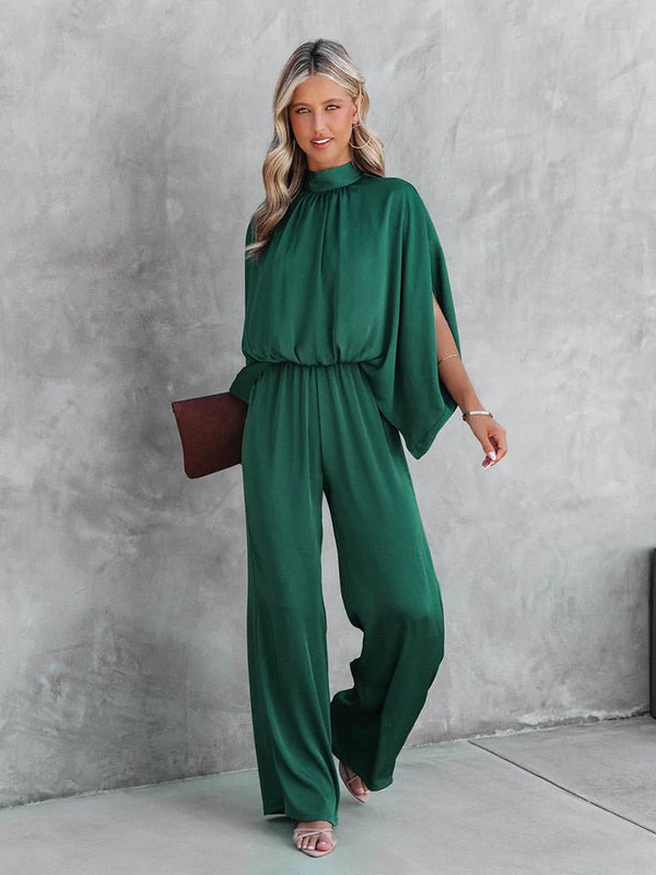 Clara - Klassikeren: Elegant grøn jumpsuit med høj krave