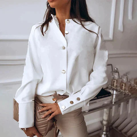 Elena - Elegant bluse med lange ærmer og knaplukning