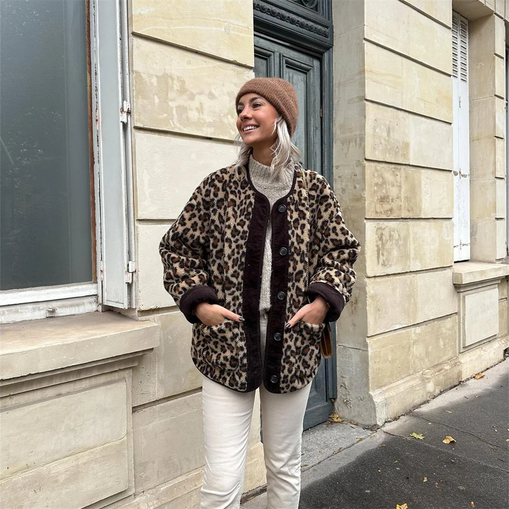 Sophie - Stilfuld imiteret pelsjakke til kvinder Chic leopardprintdesign