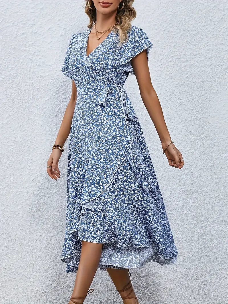 Liva - Blomstret Sommerkjole med Wrap-Design