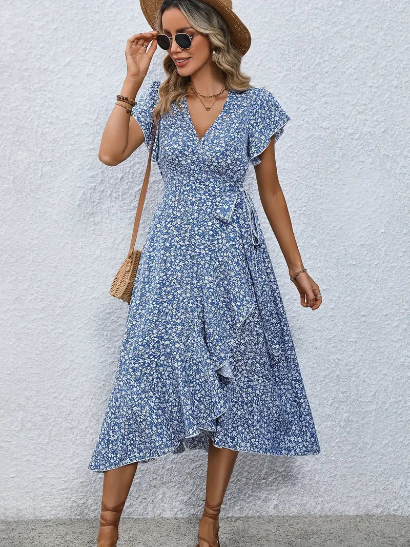 Liva - Blomstret Sommerkjole med Wrap-Design