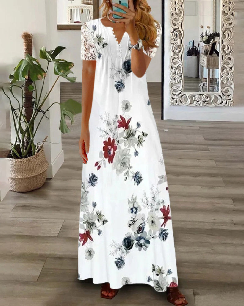 Sofia’s:  Maxi-Lange Kjole med Finurlige Blomsterdetaljer