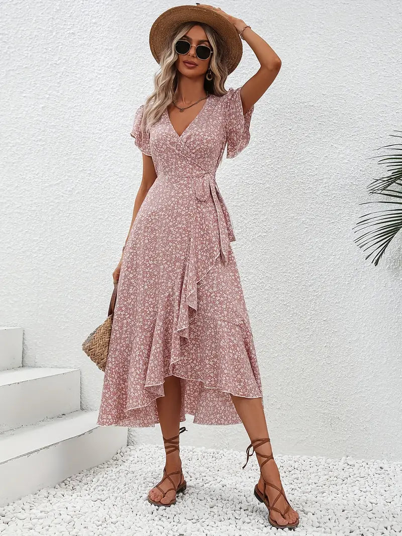 Liva - Blomstret Sommerkjole med Wrap-Design