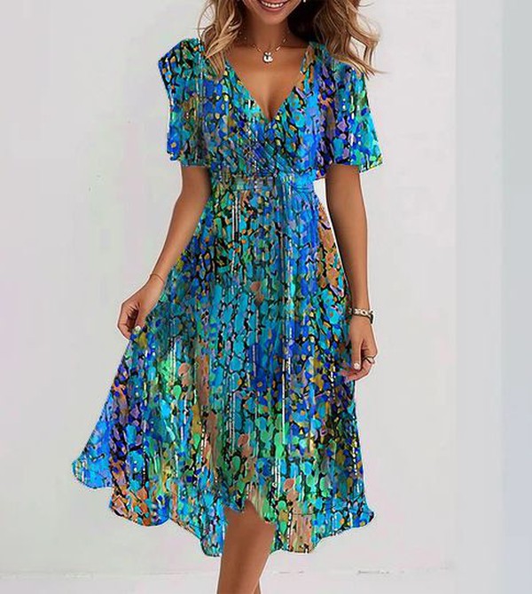 Sara  - Sommerkjole Med Farverigt Print Og Luftigt Design