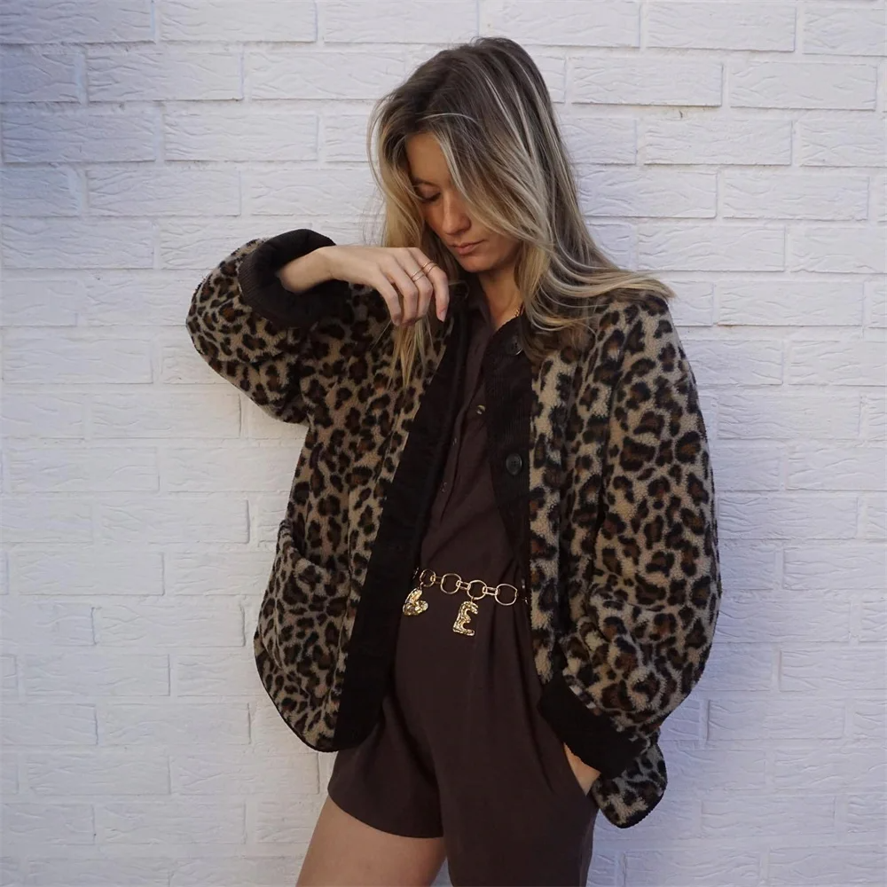 Sophie - Stilfuld imiteret pelsjakke til kvinder Chic leopardprintdesign