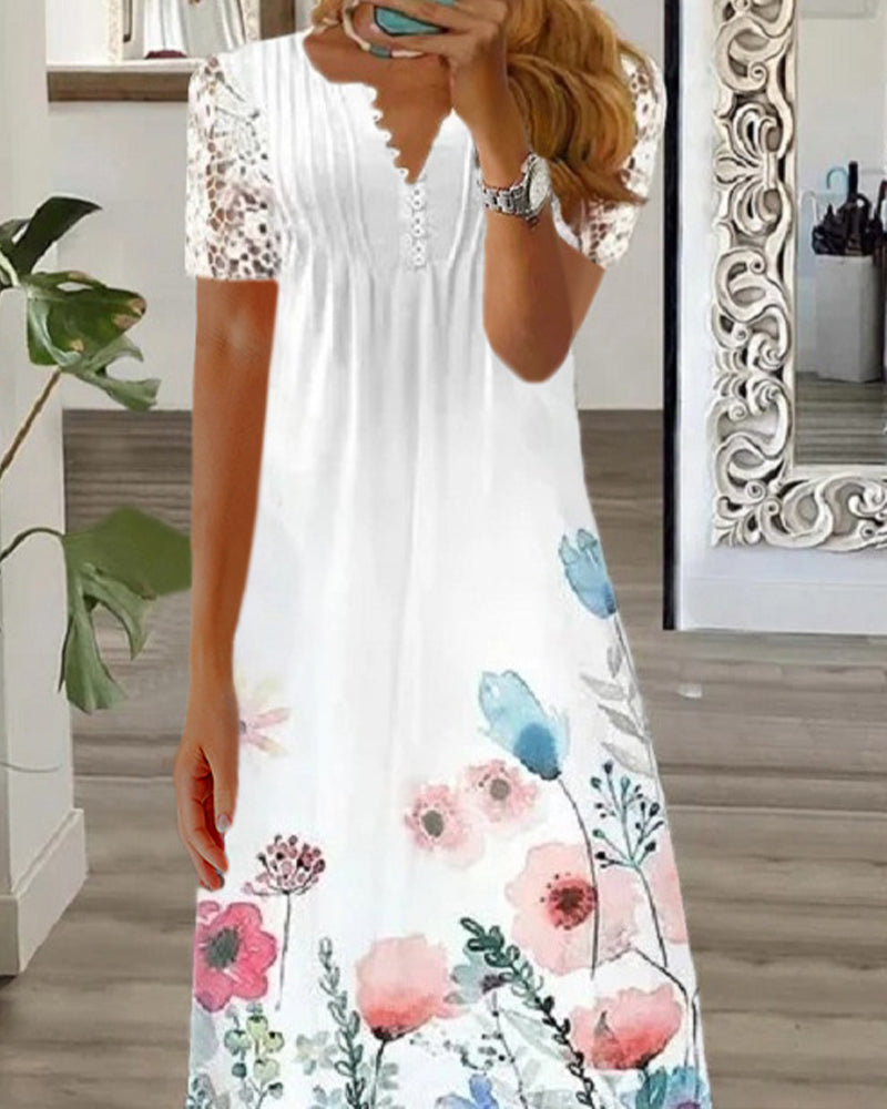 Sofia’s:  Maxi-Lange Kjole med Finurlige Blomsterdetaljer