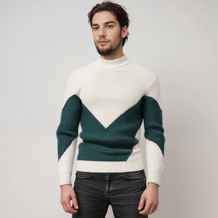Milo | Mænds Strikket Geometrisk Trøje | Beige