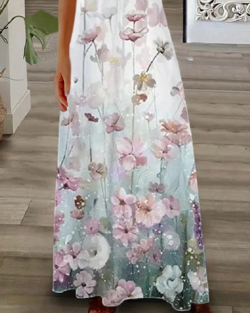 Sofia’s:  Maxi-Lange Kjole med Finurlige Blomsterdetaljer