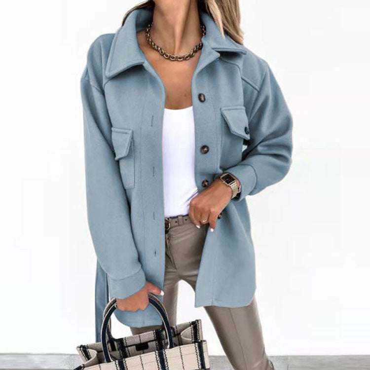 Agnes dames casual skjortejakke oversized med løstsiddende pasform og praktiske lommer, ideel til et moderne og afslappet look, perfekt til lag-på-lag styling og hverdagsbrug.