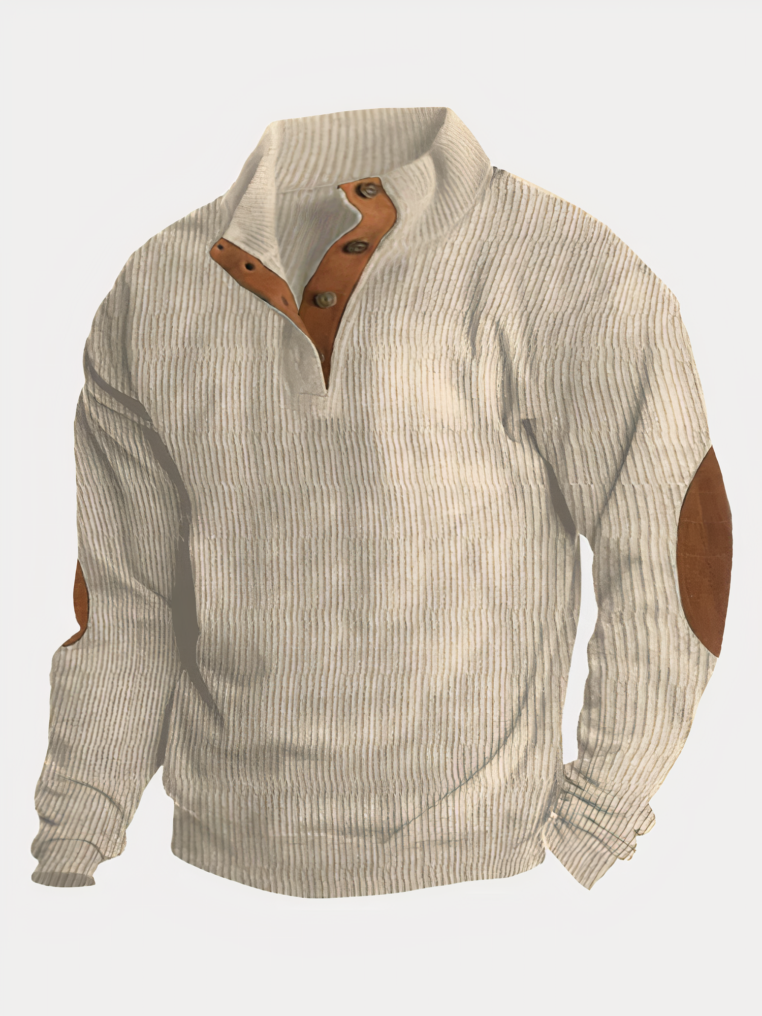 Kasper herre uldtrøje klassisk med ribstrikkede ærmer og skulderdetaljer, udstyret med høj krave og knaplukning, ideel til et tidløst og varmt look, perfekt til kølige dage.
