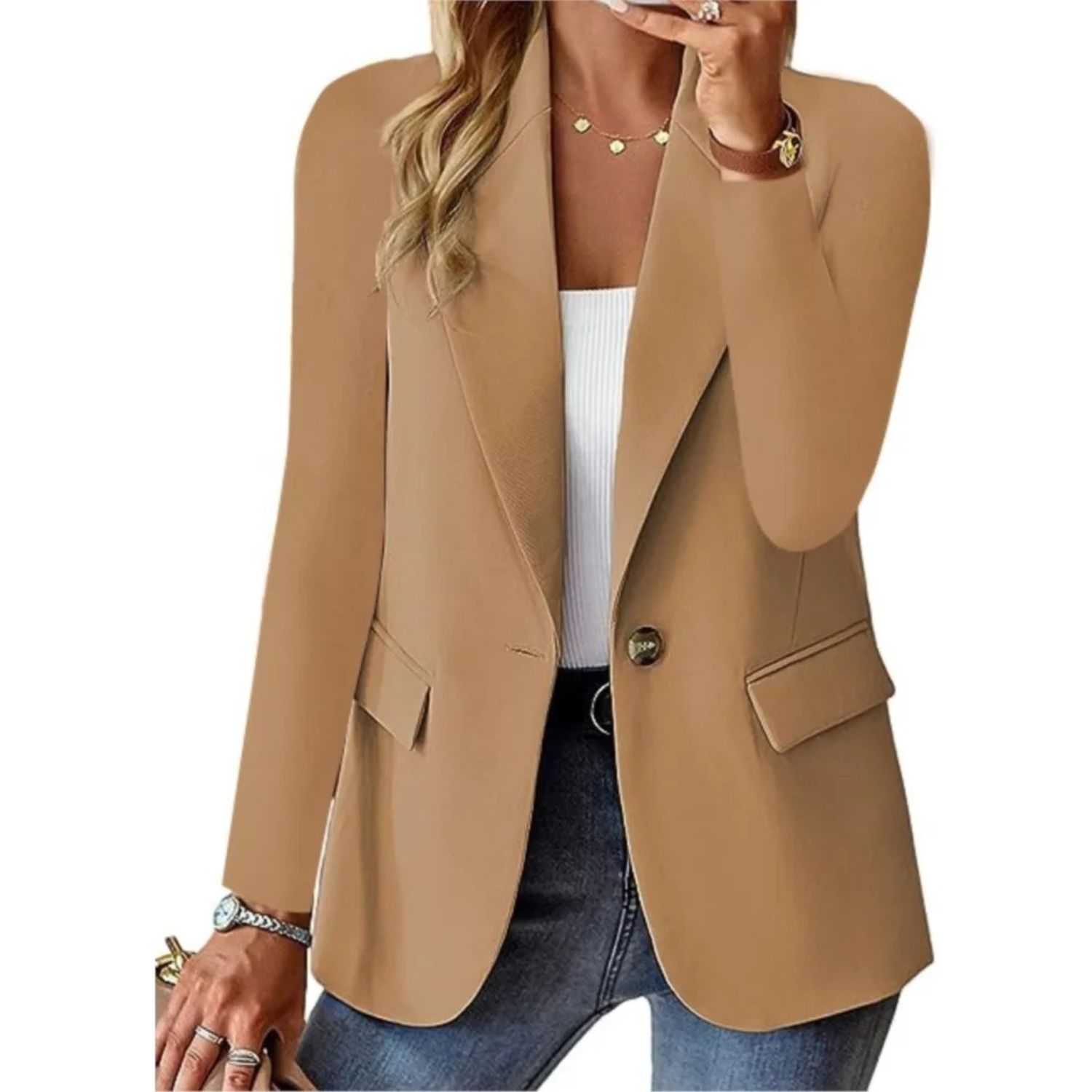 Emma - Stilfuld Blazer med Enkeltradet Lukning