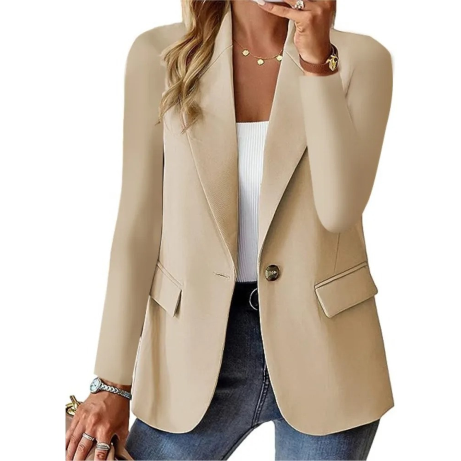 Emma - Stilfuld Blazer med Enkeltradet Lukning