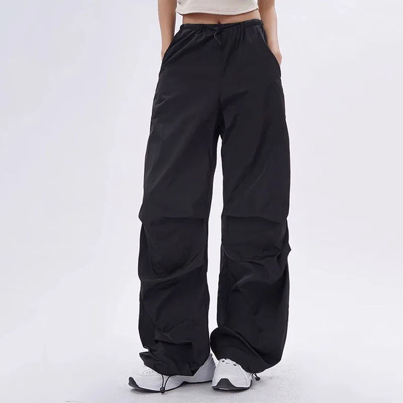 Lenzburg | Dame Oversized Parachute Bukser | Sort