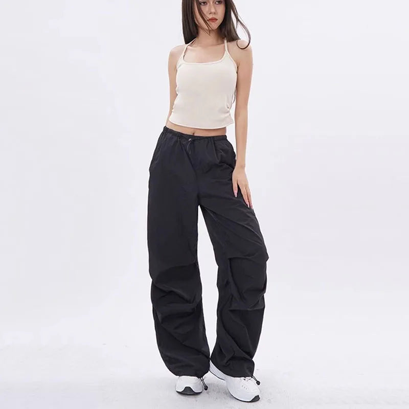 Lenzburg | Dame Oversized Parachute Bukser | Sort