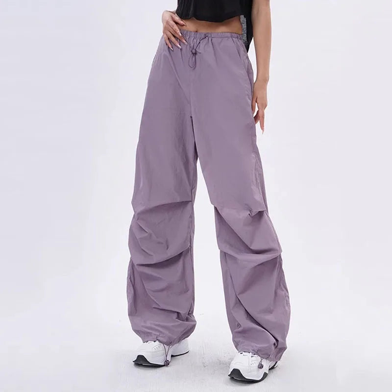 Lenzburg | Dame Oversized Parachute Bukser | Sort