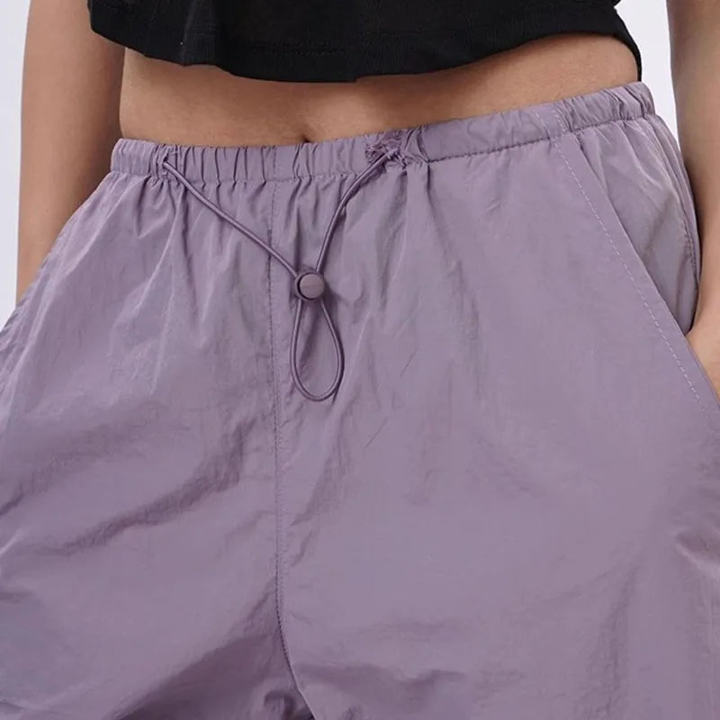 Lenzburg | Dame Oversized Parachute Bukser | Sort