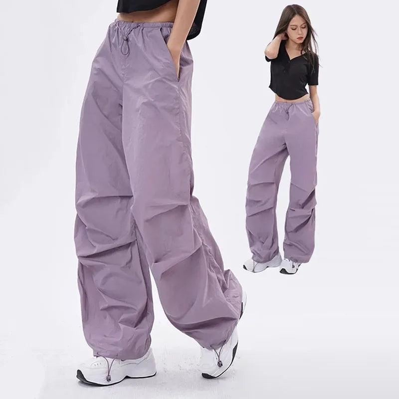 Lenzburg | Dame Oversized Parachute Bukser | Sort