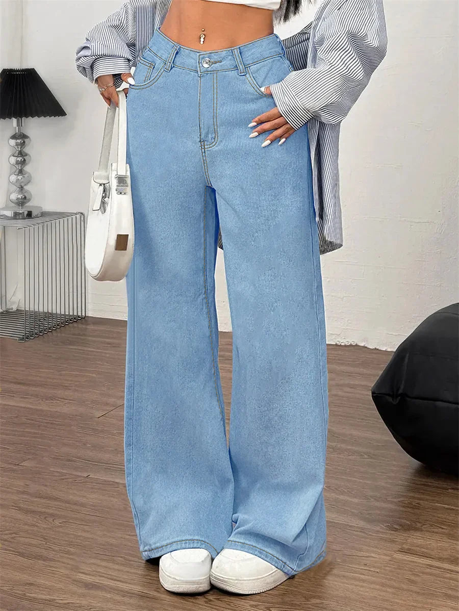 Leipzig | Damens Oversized Jeans | Blå