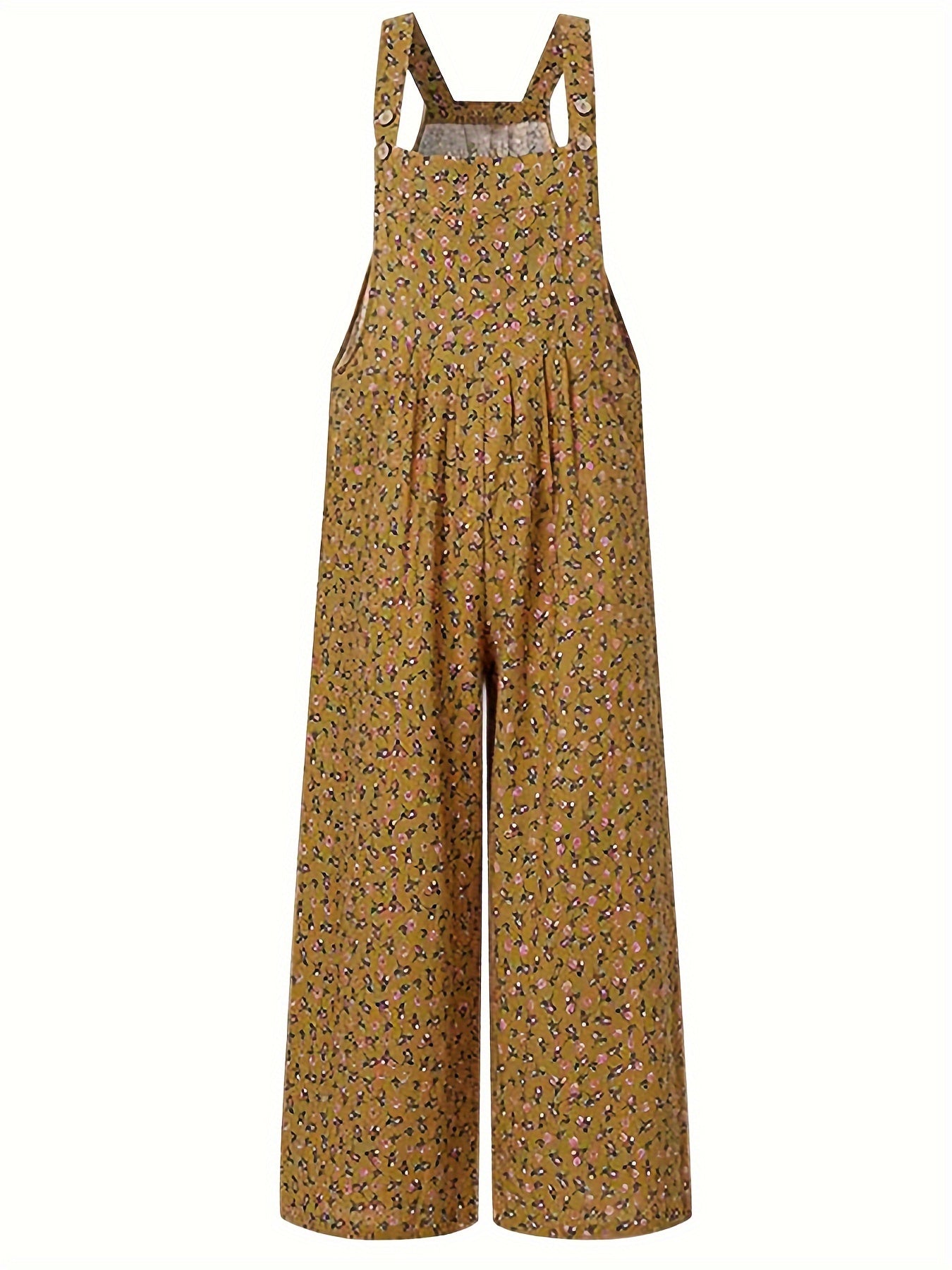 Luna - Løstskåret blomstret jumpsuit med vide ben