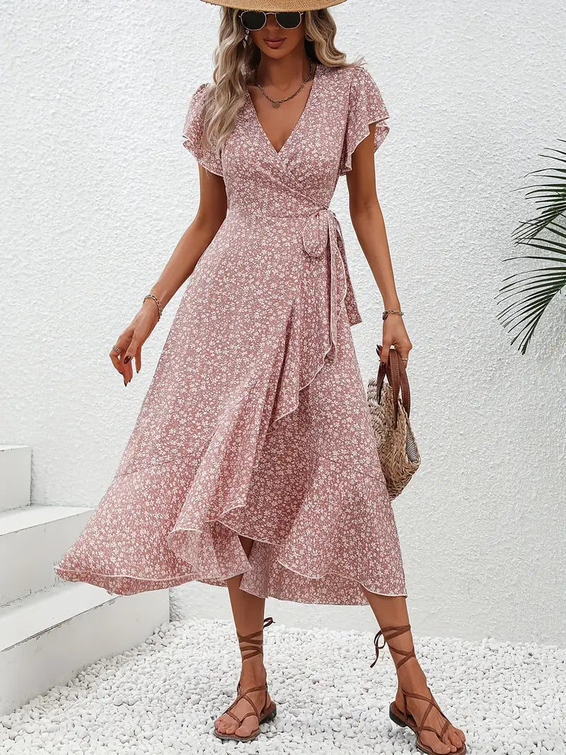Liva - Blomstret Sommerkjole med Wrap-Design