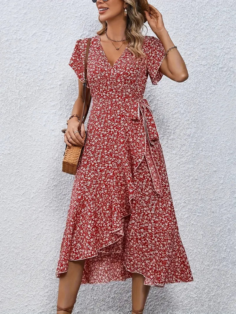 Liva - Blomstret Sommerkjole med Wrap-Design