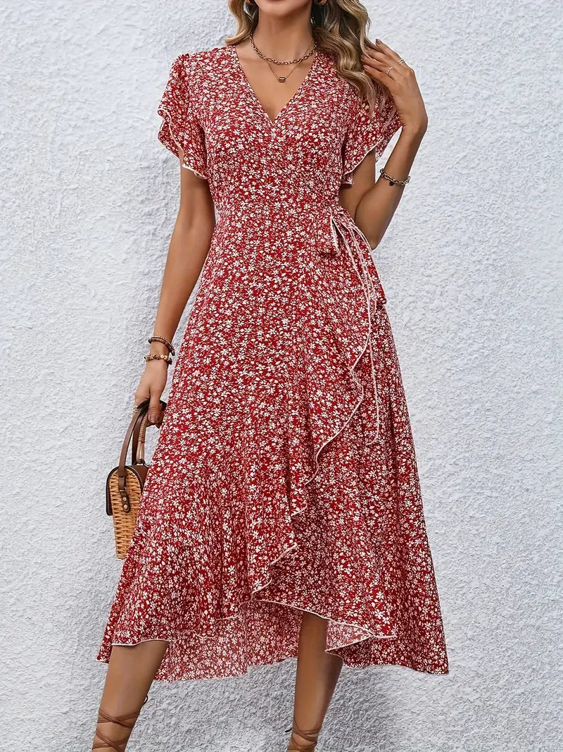 Liva - Blomstret Sommerkjole med Wrap-Design