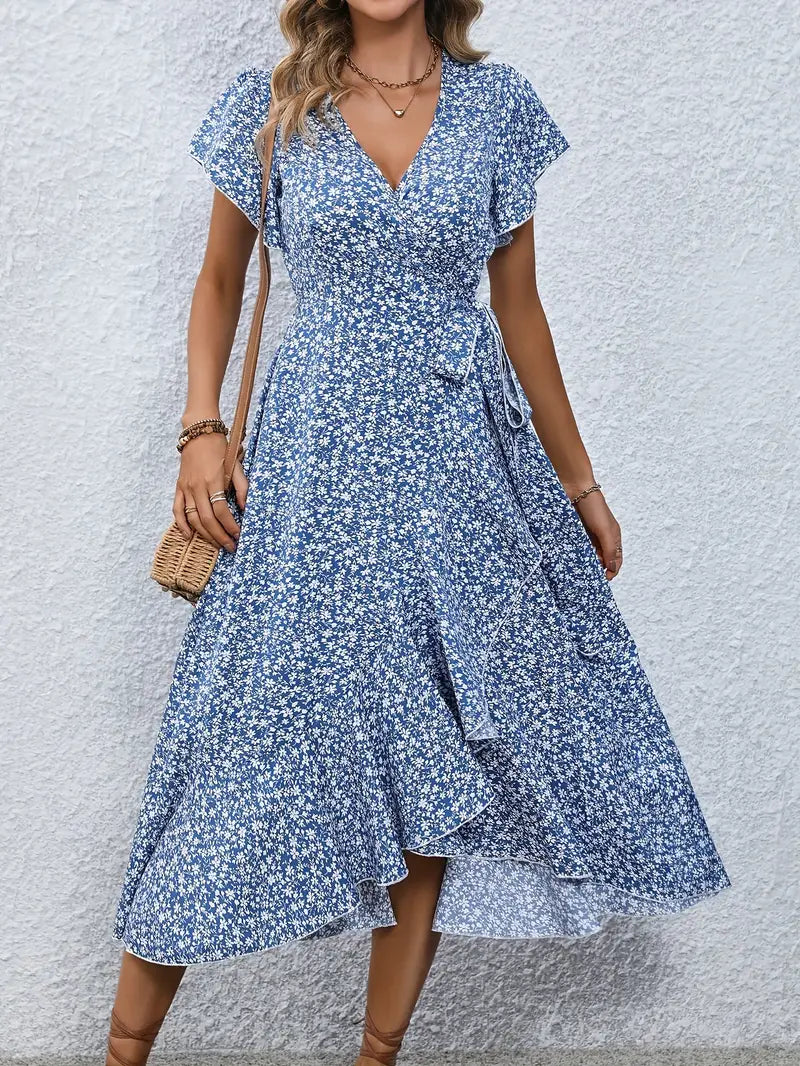 Liva - Blomstret Sommerkjole med Wrap-Design