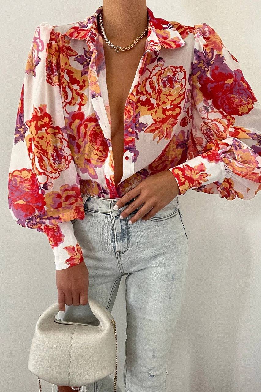 Bianca - Bluse med pufærmer til sommer