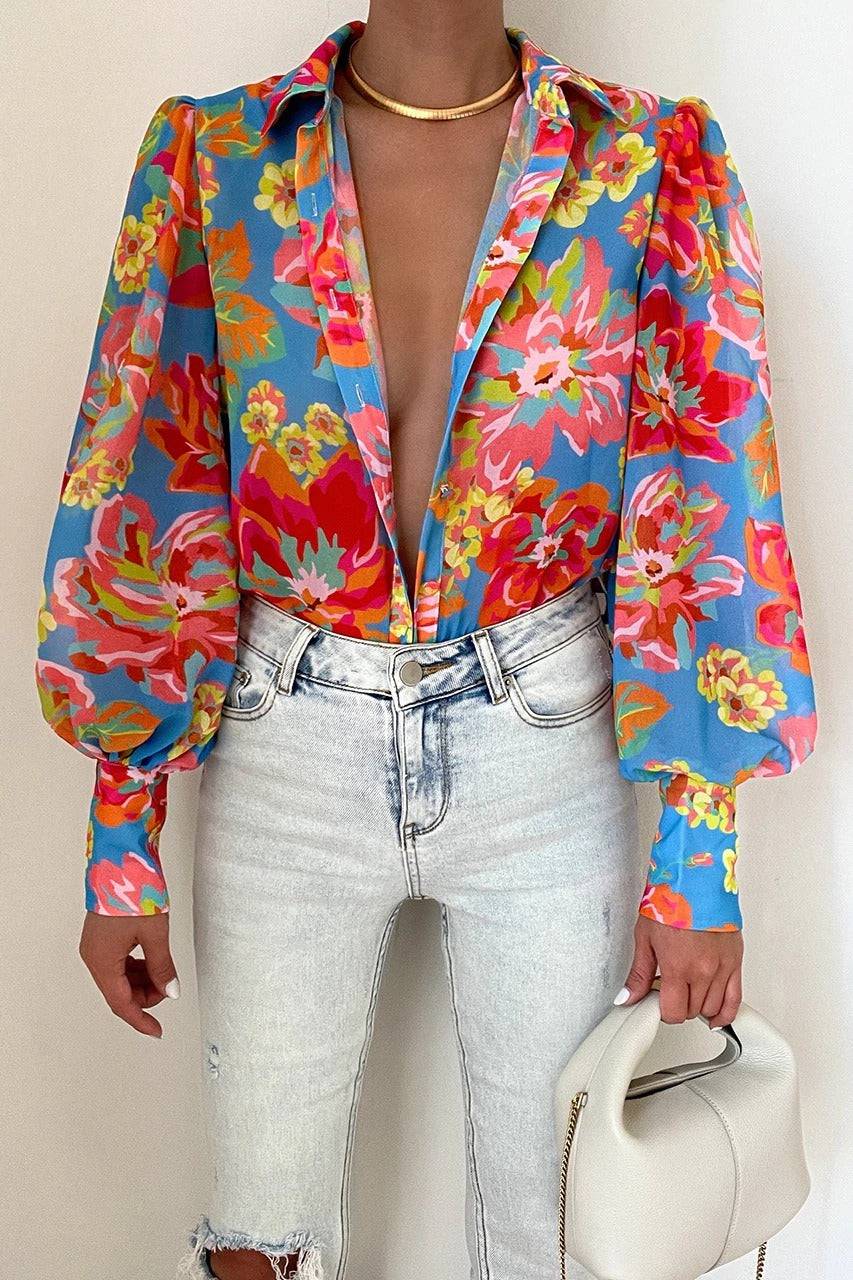 Bianca - Bluse med pufærmer til sommer