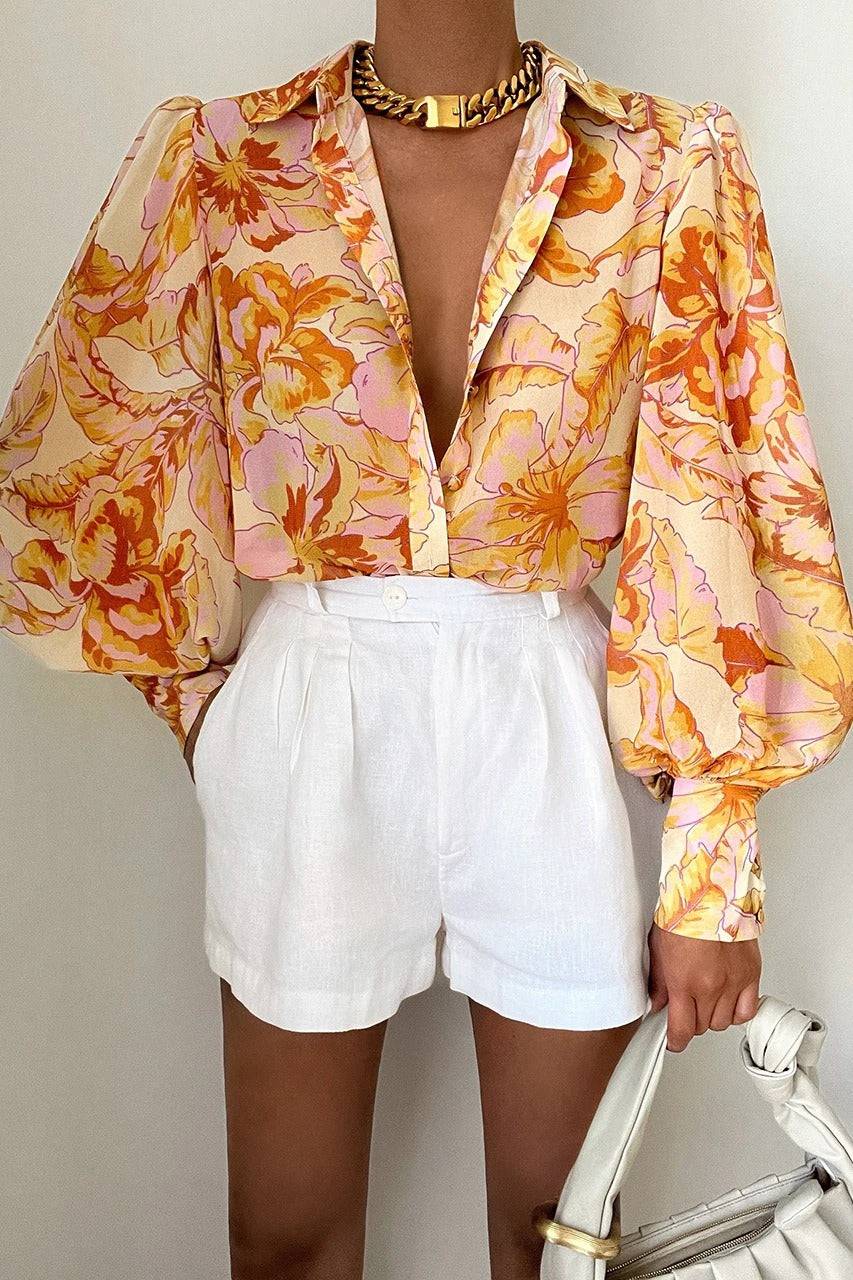 Bianca - Bluse med pufærmer til sommer
