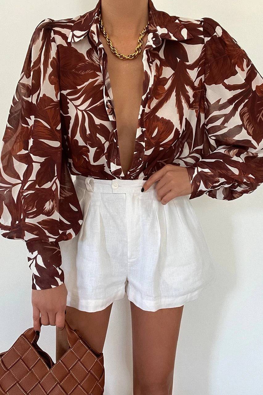Bianca - Bluse med pufærmer til sommer