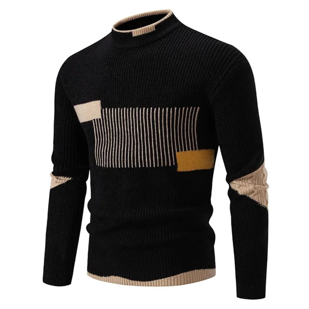 Milo | Mænds Strikket Geometrisk Trøje | Beige