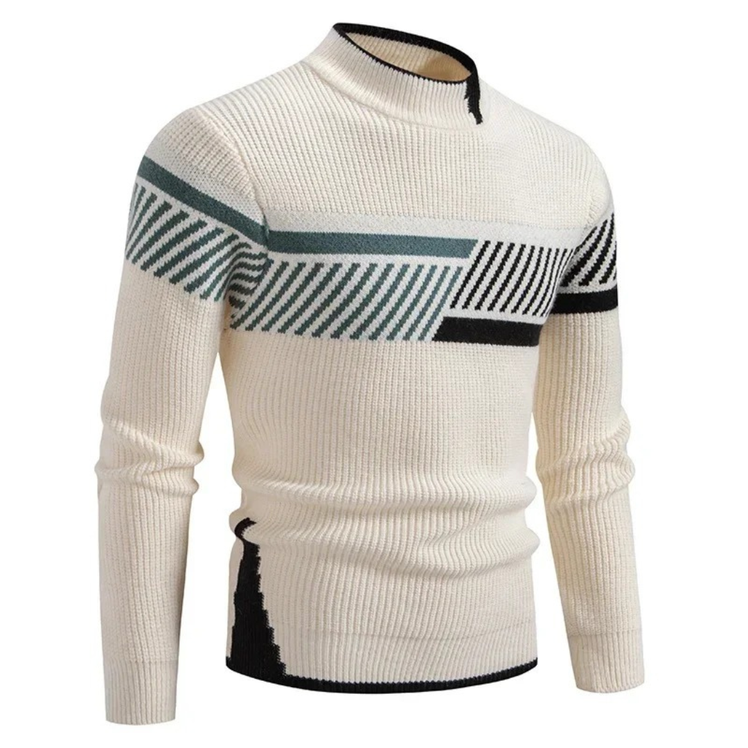 Milo | Mænds Strikket Geometrisk Trøje | Beige