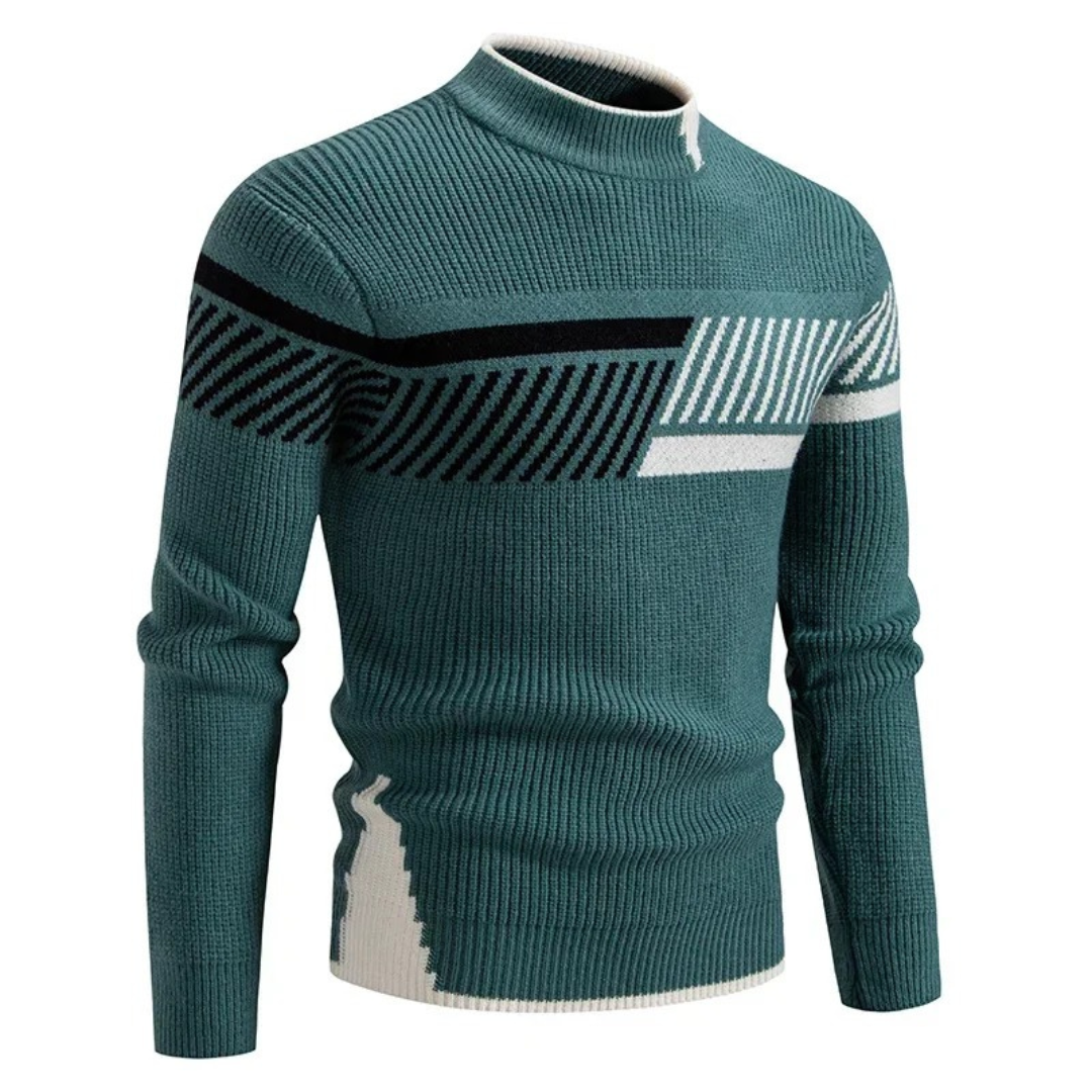 Milo | Mænds Strikket Geometrisk Trøje | Beige