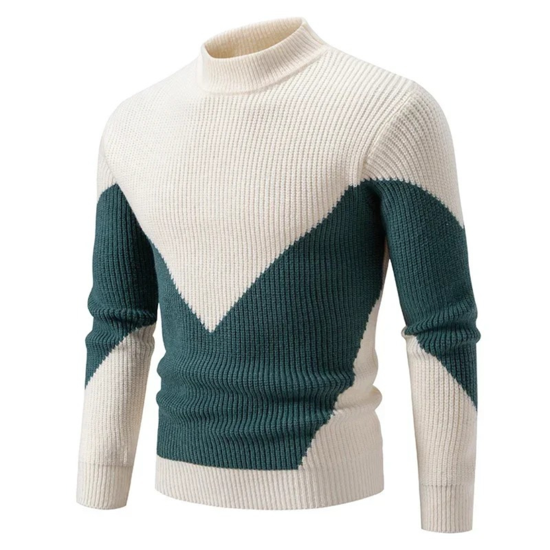 Milo | Mænds Strikket Geometrisk Trøje | Beige