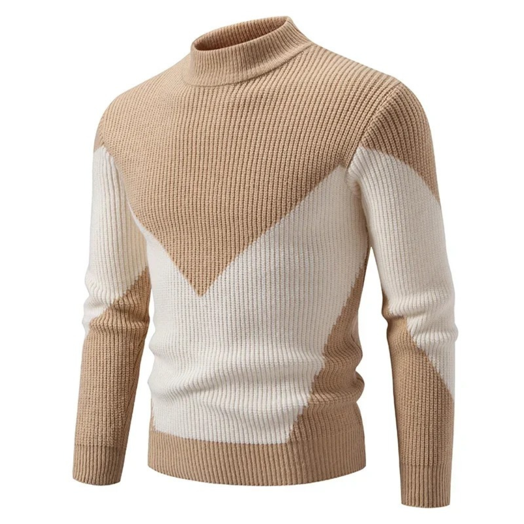 Milo | Mænds Strikket Geometrisk Trøje | Beige