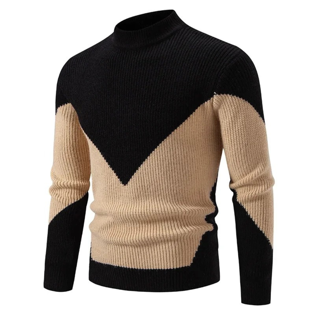 Milo | Mænds Strikket Geometrisk Trøje | Beige