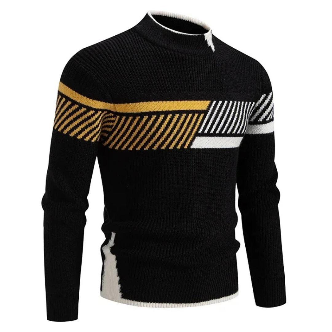 Milo | Mænds Strikket Geometrisk Trøje | Beige
