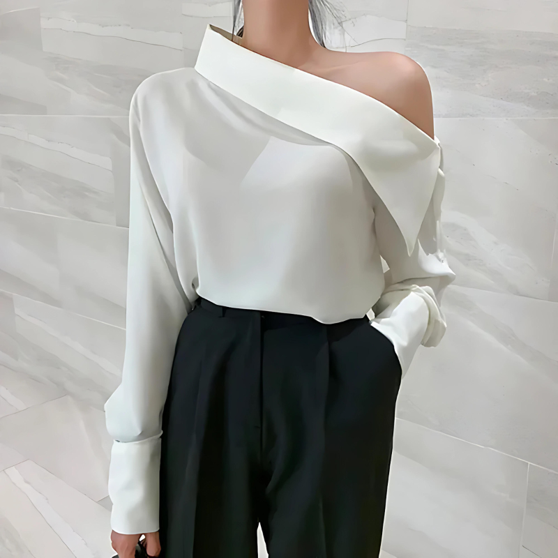 Lena - Elegant off-the-shoulder bluse med lange ærmer