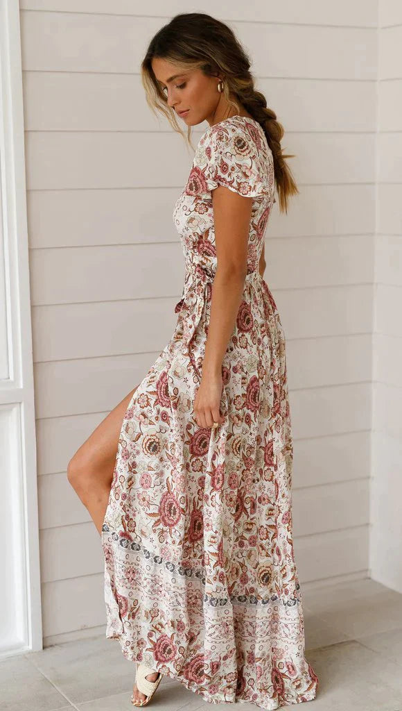 Myah - Lang maxikjole med vintage-look til sommer/forår