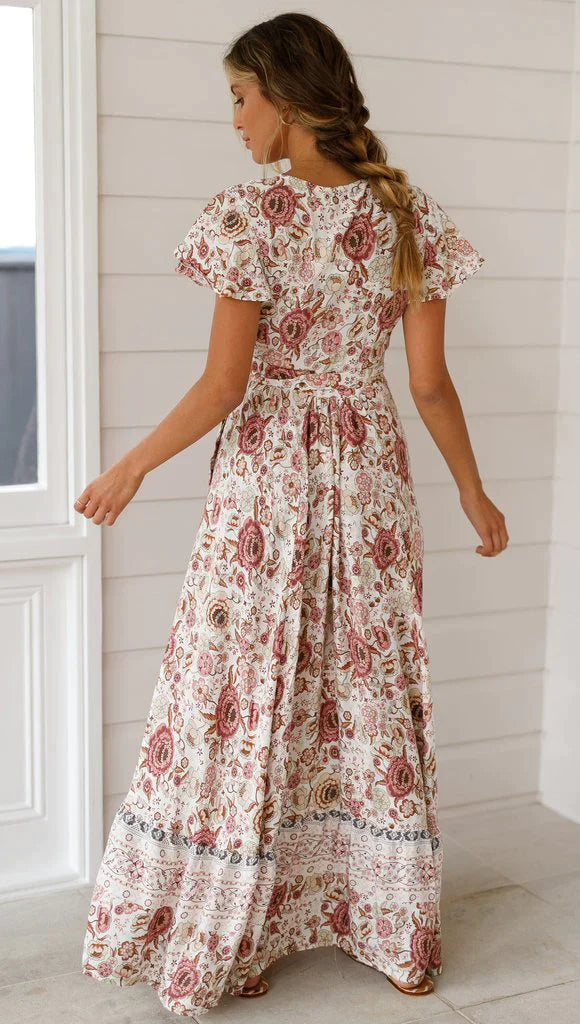 Myah - Lang maxikjole med vintage-look til sommer/forår