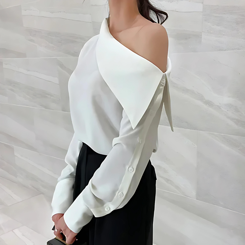 Lena - Elegant off-the-shoulder bluse med lange ærmer