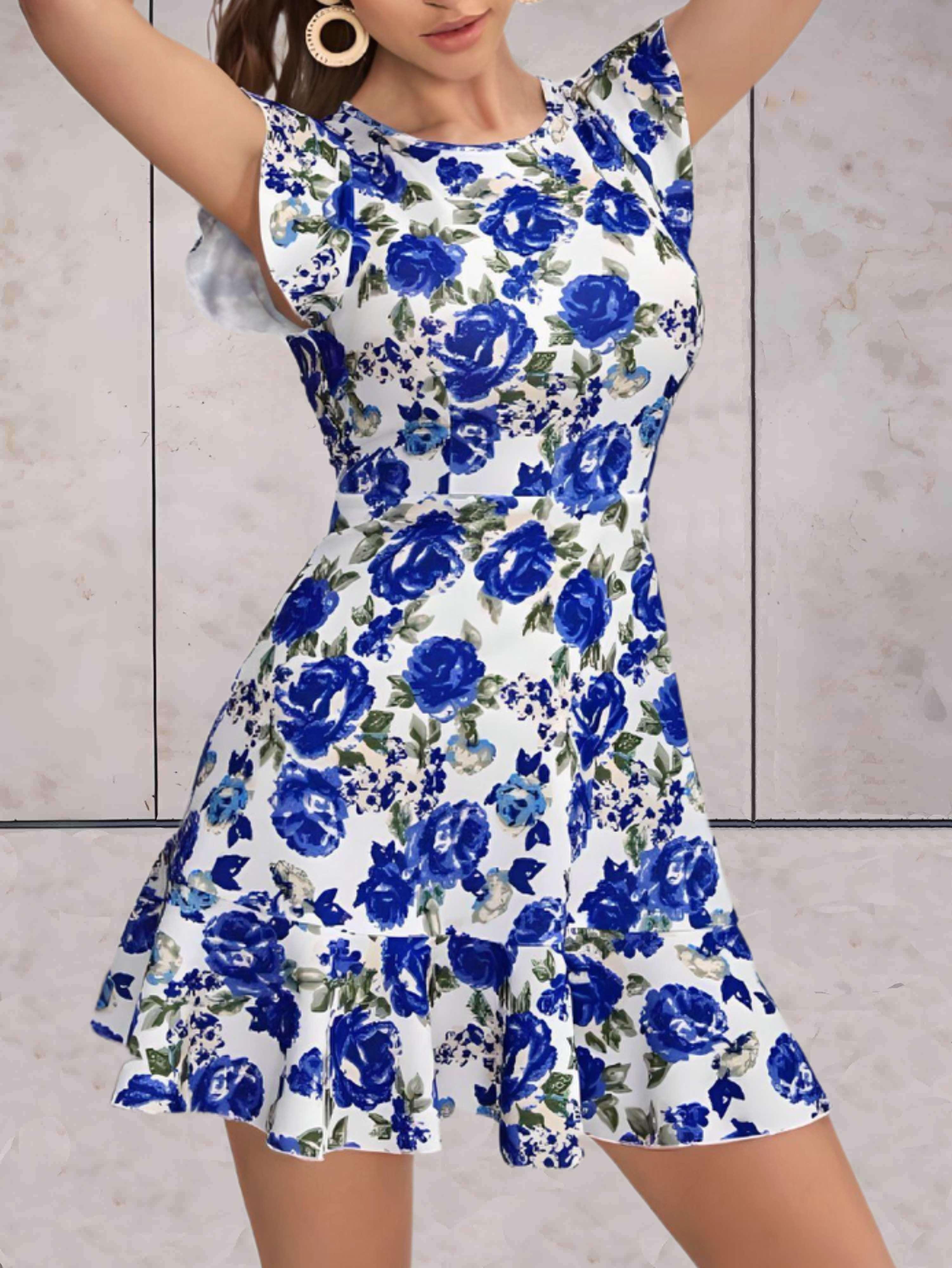 Luna: Moderne langærmet kjole med blomstret elegance