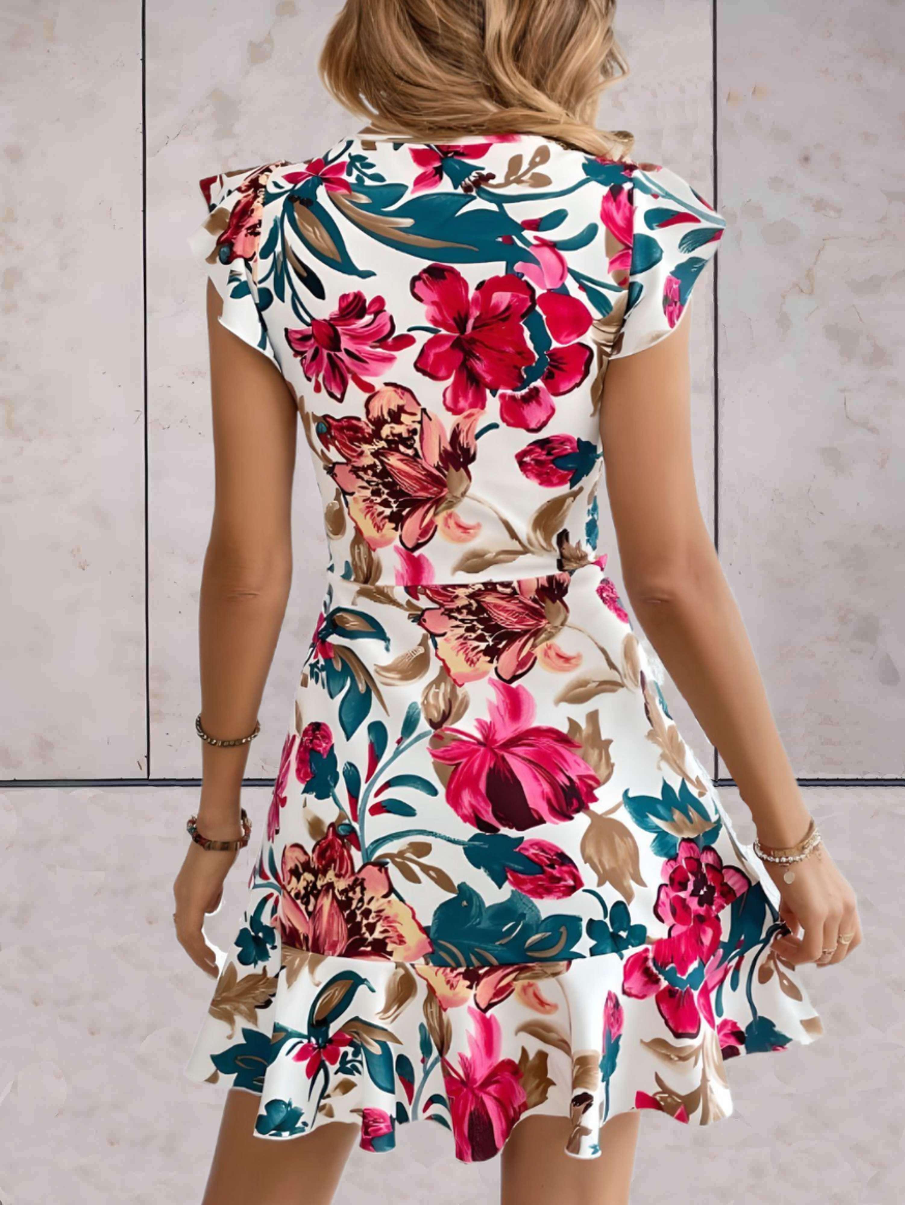 Luna: Moderne langærmet kjole med blomstret elegance