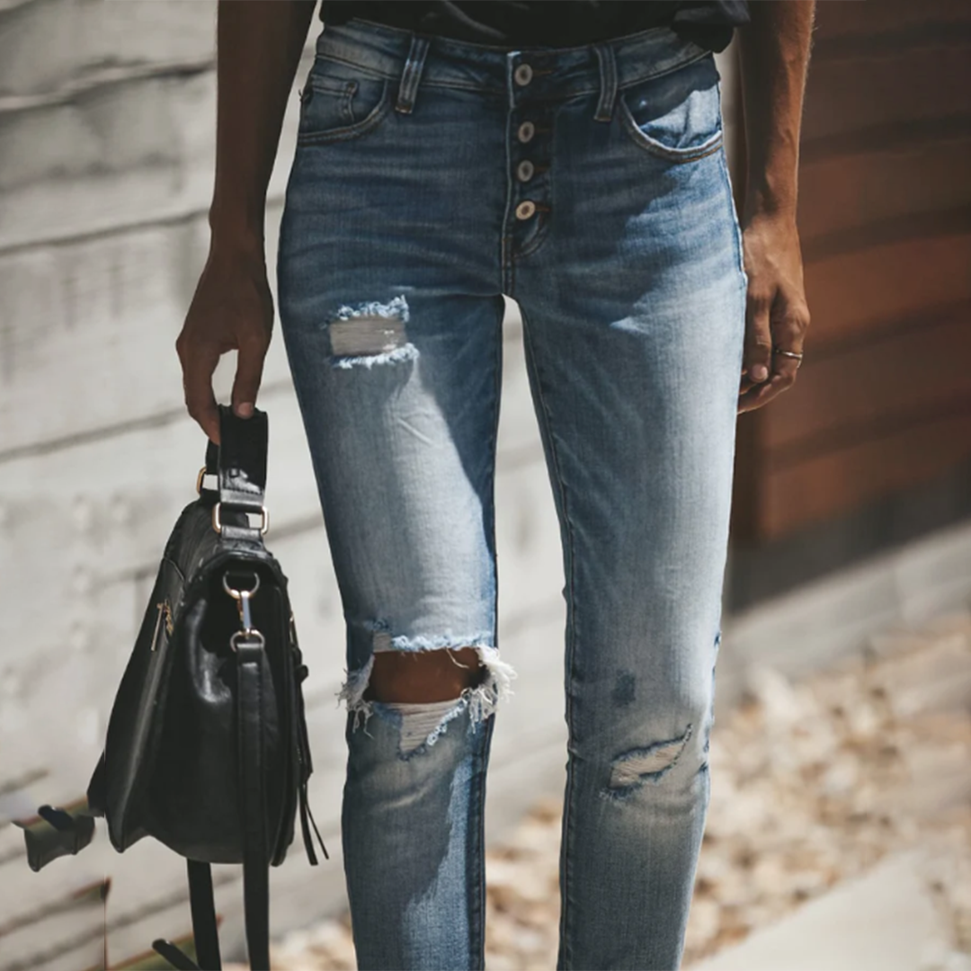 Luna - Rippede vintage skinny jeans til enhver lejlighed