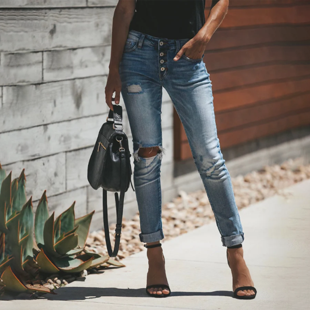 Luna - Rippede vintage skinny jeans til enhver lejlighed