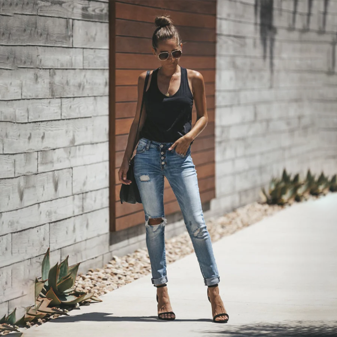 Luna - Rippede vintage skinny jeans til enhver lejlighed